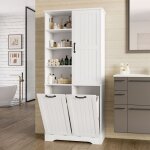 Meuble colonne salle de bain armoire haute salle de bain panier � linge double 1 porte meuble de rangement ...