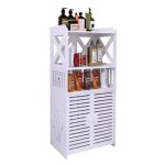 Meuble colonne salle de bain - armoire haute de rangement avec 4 �tages et 2 portes - 40x25x90 cm - blanc ...