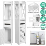 Meuble de salle de bain - blanc - armoire colonne - 80x15. 5x15cm - bois et plastique - rangement lgant ...