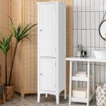 Meuble colonne de salle de bain costway avec 2 portes et rangement à 5 niveaux - blanc Meuble colonne de salle de bain costway avec 2 portes et rangement à 5 niveaux - blanc