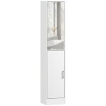 Meuble colonne salle de bain - kleankin - 6 niveaux - porte miroir �tag�res r�glables - panneau de particules ...