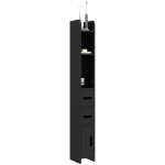 Meuble colonne de salle de bain - kleankin - bois - 15 x 17 x 120 cm - noir