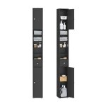 Meuble colonne salle de bain - sobuy - 20x20x180 cm - noir - 4 �tag�res r�glables - 1 tiroir - anti - ...