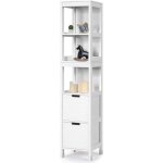 Meuble colonne de salle de bain sur pied meubles de rangement wc avec 5 etag�res et 2 tiroirs r�glables ...