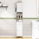 Meuble colonne de salle de bainmeuble de rangement armoire etroit avec etag�res r�glables1 tiroir et ...