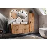 Meuble colonne suspendu de salle de bain adel chne 35 x 140 cm