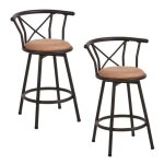 Meubles cosy lot de 2 tabourets de bar industriels pivotants avec dossier en tissu marron - hailey 24 ...