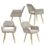 Meubles cosy chaises de salle � manger en tissu beige moelleux avec pieds en m�tal robustes fauteuil ...