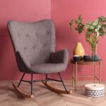 Meubles cosy fauteuil à bascule allaitement scandinave avec accoudoirs en tissu gris foncé capitonné ... Meubles cosy fauteuil à bascule allaitement scandinave avec accoudoirs en tissu gris foncé capitonné ...