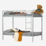 Meubles cosy lit superposé 2 places et 2 étages en métal argenté avec échelle 90x190cm (matelas non inclus) ... Meubles cosy lit superposé 2 places et 2 étages en métal argenté avec échelle 90x190cm (matelas non inclus) ...