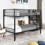Meubles cosy lit superpos 2 places et 2 tages en mtal noir avec chelle 90x190cm (matelas non inclus) ...