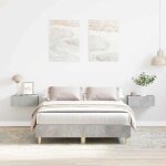 Meuble de couchage - zencore - cadre de lit 2 personnes - sommiers � lattes - gris b�ton 193x123x25 cm ...