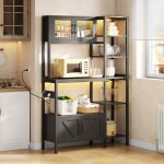 Meuble de cuisine 180 x 115 x 40 cm avec prises et led buffet haut industriel avec support micro - ondes ...