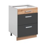 Meuble de cuisine - ava - 3 tiroirs - finition mate - certifi� fsc� - gris graphite / beige