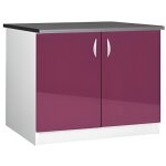 Meuble cuisine bas 120 cm 2 portes oxane aubergine Meuble cuisine bas 120 cm 2 portes oxane aubergine