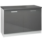 Meuble cuisine bas 120 cm 2 portes tara gris Meuble cuisine bas 120 cm 2 portes tara gris