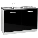 Meuble cuisine bas 120 cm sous évier tara noir Meuble cuisine bas 120 cm sous évier tara noir