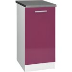 Meuble cuisine bas 40 cm 1 porte tara aubergine