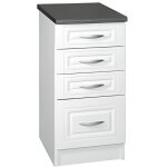 Meuble cuisine bas 40 cm 4 tiroirs dina blanc