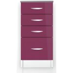 Meuble cuisine bas 40 cm 4 tiroirs oxane aubergine