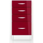 Meuble cuisine bas 40 cm 4 tiroirs oxane bordeaux