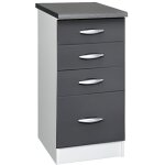Meuble cuisine bas 40 cm 4 tiroirs oxane gris