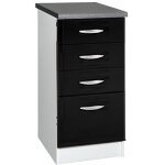 Meuble cuisine bas 40 cm 4 tiroirs oxane noir - meuble de cuisine bas 40cm 4 tiroirs oxane avec plan ...