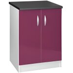 Meuble cuisine bas 60 cm 2 portes oxane aubergine