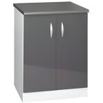 Meuble cuisine bas 60 cm 2 portes oxane gris