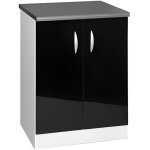 Meuble cuisine bas 60 cm 2 portes oxane noir