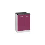 Meuble cuisine bas 60 cm 2 portes tara aubergine