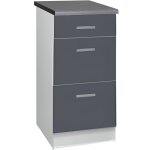 Meuble cuisine bas 60 cm 3 tiroirs tara gris