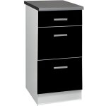 Meuble cuisine bas 60 cm 3 tiroirs tara noir