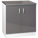 Meuble cuisine bas 80 cm 2 portes oxane gris