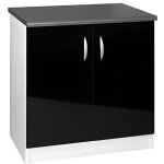 Meuble cuisine bas 80 cm 2 portes oxane noir Meuble cuisine bas 80 cm 2 portes oxane noir