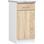 Meuble de cuisine bas akord s40 lima modulable blanc 40 cm 1 porte 1 tiroir faade chne sonoma 2 tagres ...