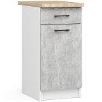 Meuble de cuisine bas akord s40 oliwia modulable blanc 40 cm 1 porte 1 tiroir faade bton 2 tagres ...