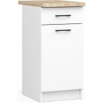 Meuble de cuisine bas akord s40 oliwia modulable blanc 40 cm 1 porte 1 tiroir fa�ade blanche 2 �tag�res ...