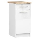 Meuble de cuisine bas akord s40 oliwia modulable blanc 40 cm 1 porte 1 tiroir faade blanche brillante ...