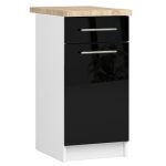 Meuble de cuisine bas akord s40 oliwia modulable blanc 40 cm 1 porte 1 tiroir faade noir brillant 2 ...