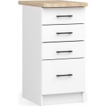 Meuble de cuisine bas akord s40 oliwia modulable blanc 40 cm 4 tiroirs fa�ade blanche 40x46x85 cm