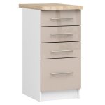 Meuble de cuisine bas akord s40 oliwia modulable blanc 40 cm 4 tiroirs faade cappuccino brillant 40x46x85 ...