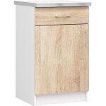 Meuble de cuisine bas akord s50 lima modulable blanc 50 cm 1 porte 1 tiroir faade chne sonoma 2 tagres ...