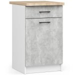 Meuble de cuisine bas akord s50 oliwia modulable blanc 50 cm 1 porte 1 tiroir faade bton 2 tagres ...