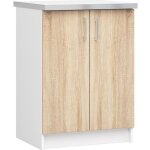 Meuble de cuisine bas akord s60 lima modulable blanc 60 cm 2 portes faade chne sonoma 2 tagres 60x445x82 ...
