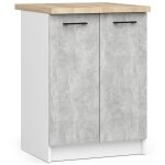 Meuble de cuisine bas akord s60 oliwia modulable blanc 60 cm 2 portes faade bton 2 tagres 60x46x85 ...