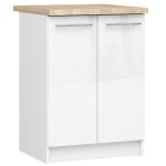 Meuble de cuisine bas akord s60 oliwia modulable blanc 60 cm 2 portes faade blanche brillante 2 tagres ...