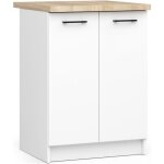 Meuble de cuisine bas akord s60 oliwia modulable blanc 60 cm 2 portes fa�ade blanche 2 �tag�res 60x46x85 ...