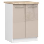 Meuble de cuisine bas akord s60 oliwia modulable blanc 60 cm 2 portes faade cappuccino brillant 2 tagres ...