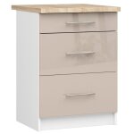 Meuble de cuisine bas akord s60 oliwia modulable blanc 60 cm 3 tiroirs faade cappuccino brillant 60x46x85 ...